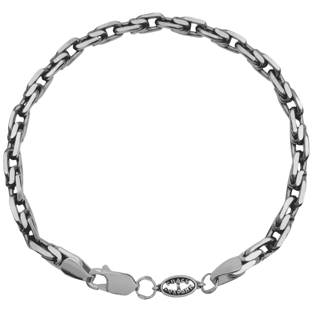 Браслет из серебра/Якорь/Чернение