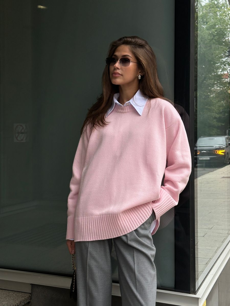 Джемпер из шерсти мериноса розовый