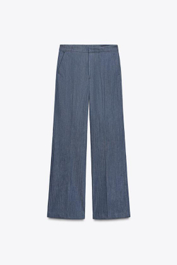 ZARA БРЮКИ В СТИЛЕ МИНИМАЛ — ZW COLLECTION, СИНИЙ