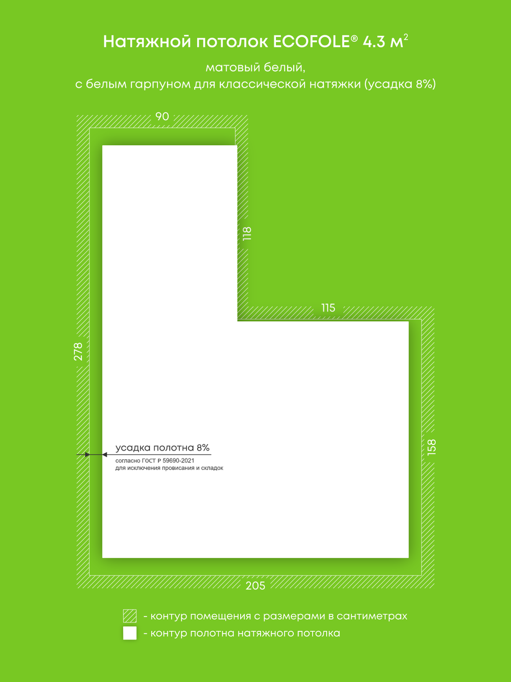 Натяжные потолки 7.8 м2, 17.5 м2, 4.3 м2