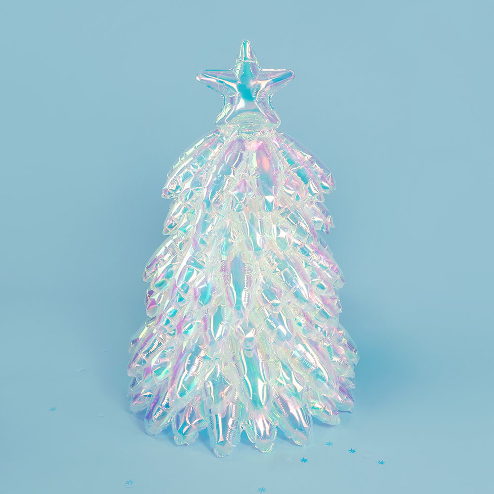 Шар 3D (39''/99 см) Фигура, Новогодняя елочка, Прозрачный, Хамелеон, 1 шт. в уп.