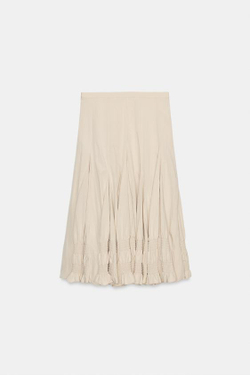 ZARA ЮБКА МИДИ ГОДЕ, ЦВЕТ ЛЬДА