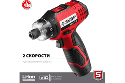 Аккумуляторная отвертка-шуруповерт ЗУБР с 10 битами ОШ-7.2 Н