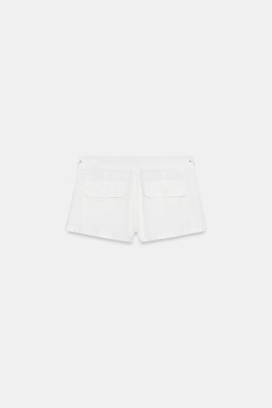 ZARA ШОРТЫ С КАРМАНАМИ И ШНУРКАМИ, БЕЛЫЙ
