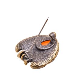 AM-3499 Брошь «Сова Капля» (латунь, янтарь)