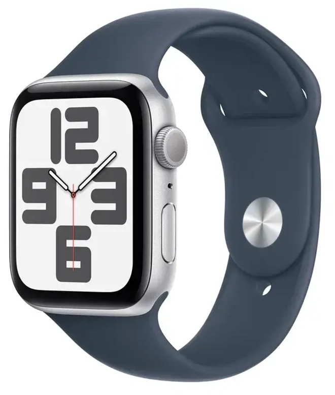 Смарт-часы Apple Watch SE 2024 GPS 44mm Silver Aluminium Case with Storm Blue Sport Band M/L
