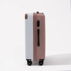 Чемодан большой 26", кодовый замок, цвет белый/розовый