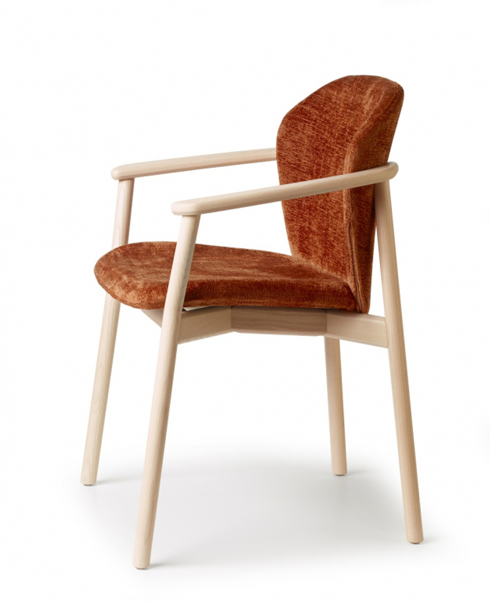 Кресло деревянное с обивкой Scab Design Natural Finn, белый ясень, терракотовый