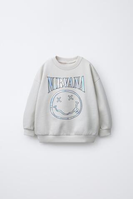 ZARA ТОЛСТОВКА С ПЕРЕЛИВАЮЩИМСЯ ПРИНТОМ NIRVANA ®, ЦВЕТ ЛЬДА