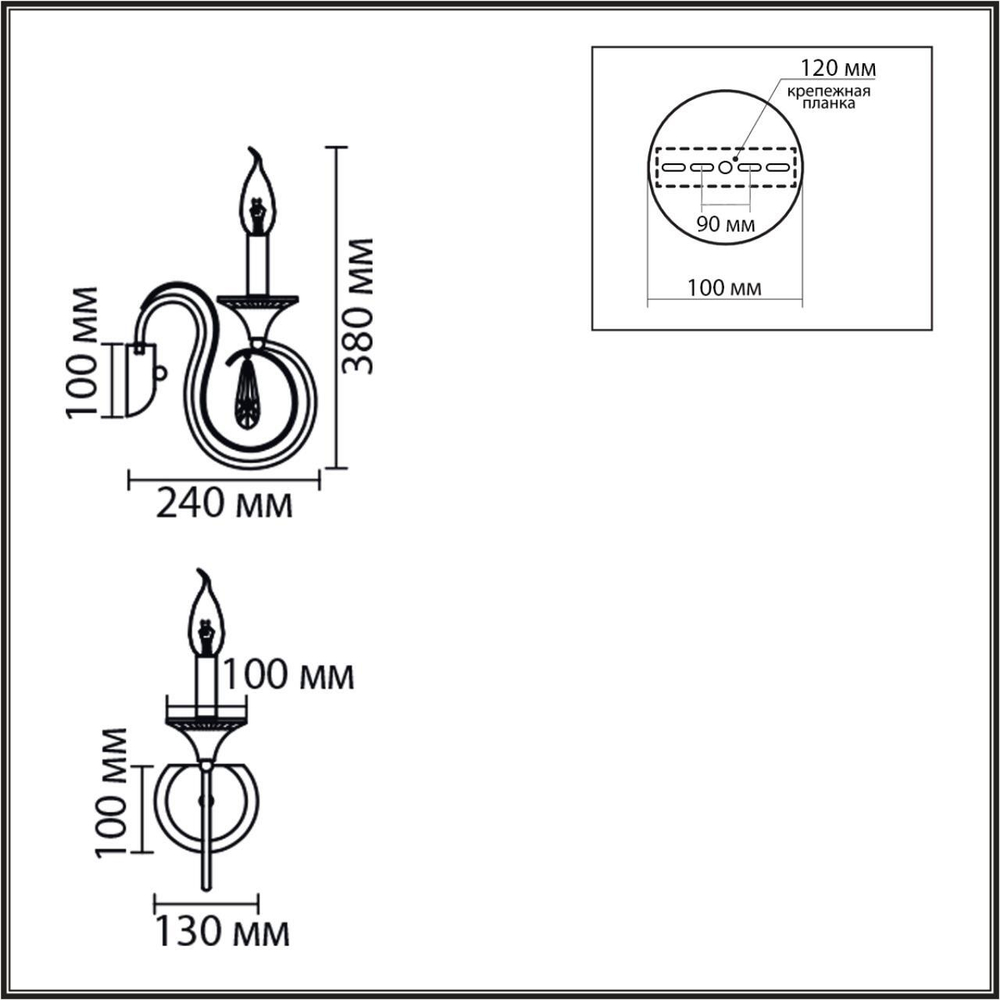 8032/1W CLASSI LN26 металл/хрусталь, хром/прозрачный Бра E14 1*40W 220V LAOKA