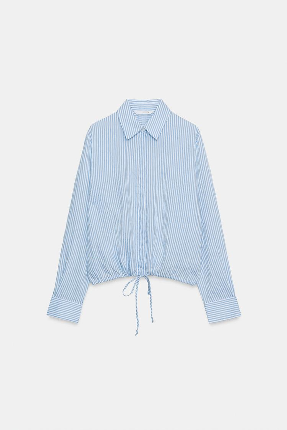 ZARA РУБАШКА В ПОЛОСКУ С ЗАВЯЗКАМИ — ZW COLLECTION, СИНИЙ/БЕЛЫЙ