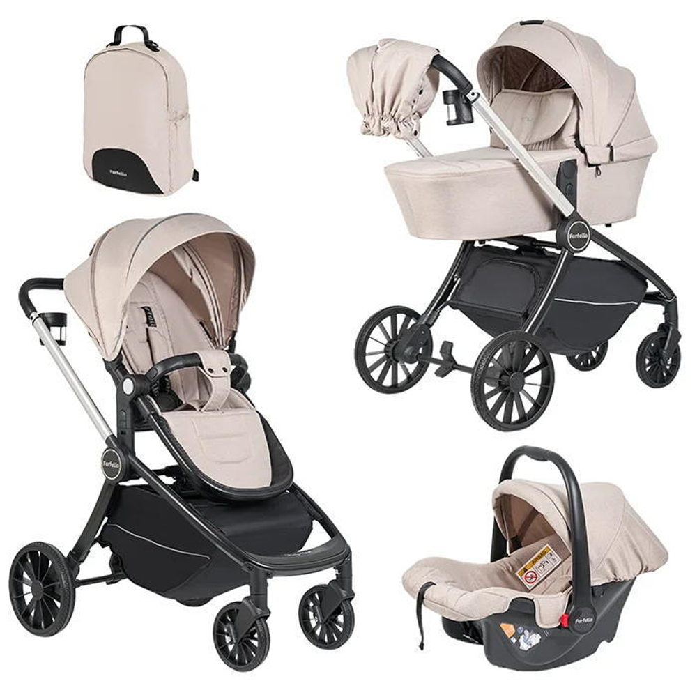 Коляска модульная 3в1 Baby shell 2025 (Coffee/Кофейный комби BBS-013)