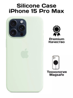 Силиконовый чехол Silicone Case iPhone 15 Pro Max, c MagSafe, Soft Mint Мятный