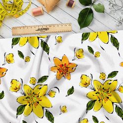 Ткань сатин желтые цветочки