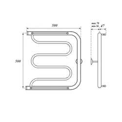 Полотенцесушитель водяной Point PN25555P 500x500 Фокстрот с полкой, хром