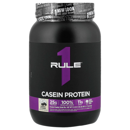 Rule One Proteins, R1 Casein, протеиновая смесь для приготовления напитка, печенье и крем, 891 г (1,96 фунта)