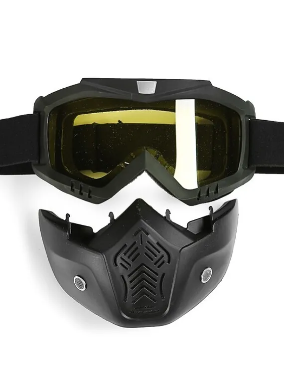 Очки-маска для езды на мототехнике, разборные, стекло желтое, цвет черный