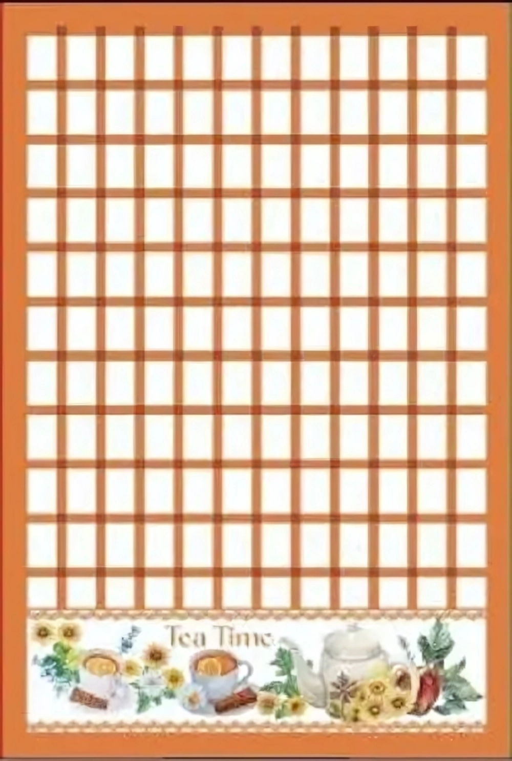 Полотенце кухонное «Клетка - Чай» 40*57 см, цвет оранжевый, микрофибра 200 гр/м2