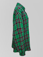 Рубашка Yixuan 2212 удлиненная в клетку на кнопках с карманом на груди