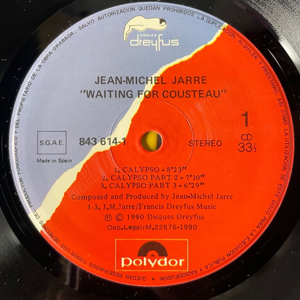 Винтажная виниловая пластинка LP Jean Michel Jarre, Waiting For Cousteau (Испания 1990)