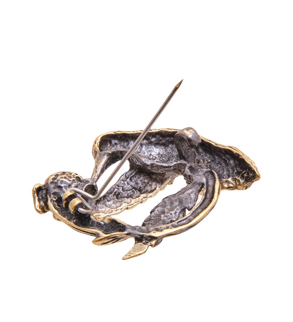 AM-3449 Брошь «Колибри Дюпона» (латунь, янтарь)