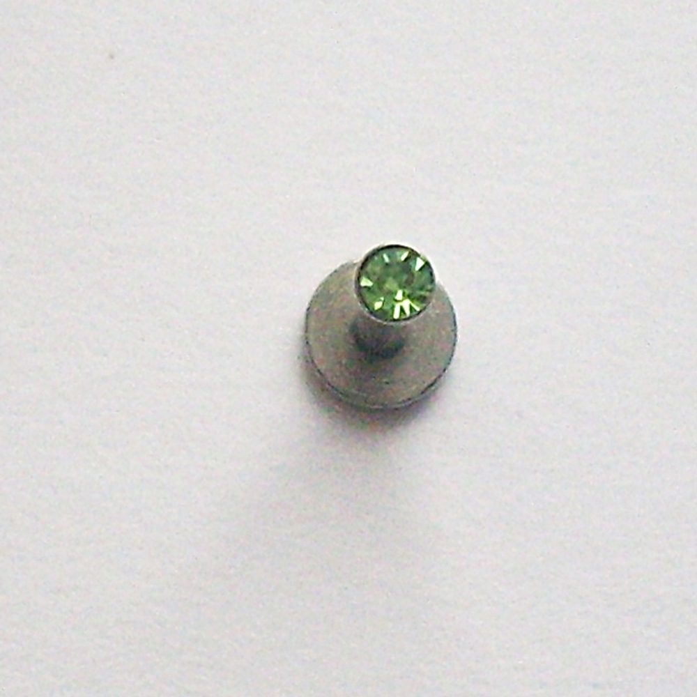 Украшение для пирсинга губы 8мм (внутренняя накрутка) с цветным кристаллом 1 шт.