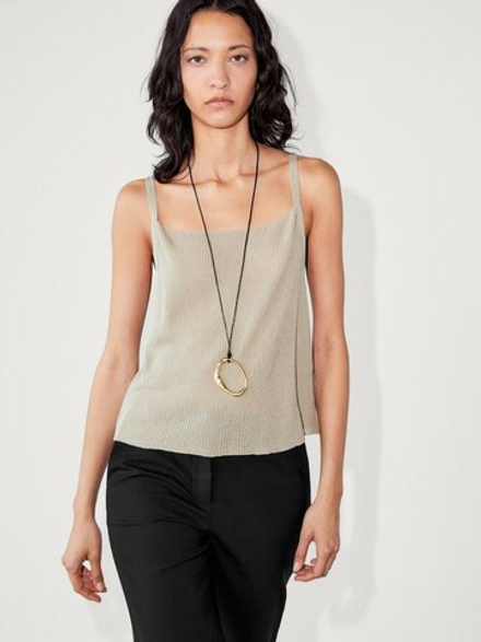 Massimo Dutti Топ в рубчик на бретелях, каменный