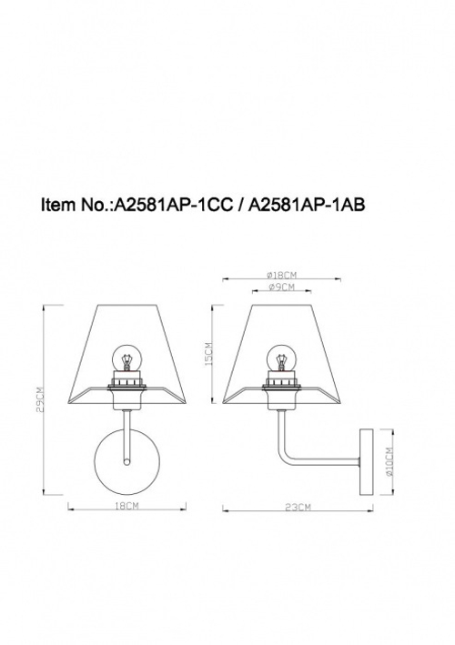 Настенный светильник Arte Lamp Elba A2581AP-1AB