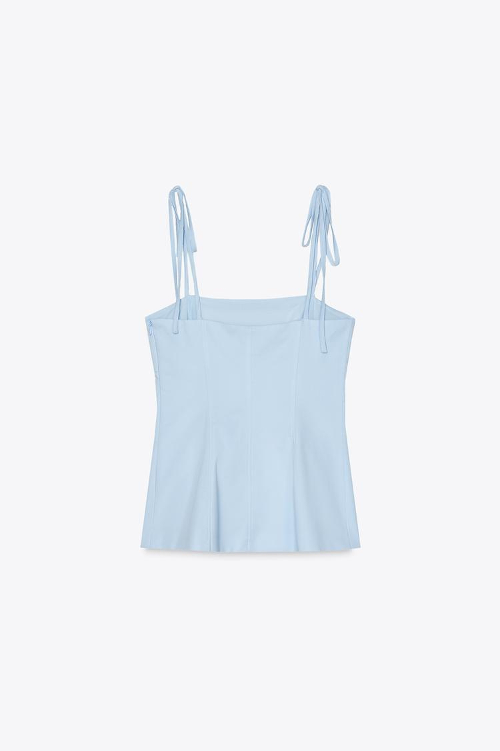 ZARA ТОП ОБЛЕГАЮЩЕГО КРОЯ С ЗАВЯЗКАМИ, НЕБЕСНО-ГОЛУБОЙ