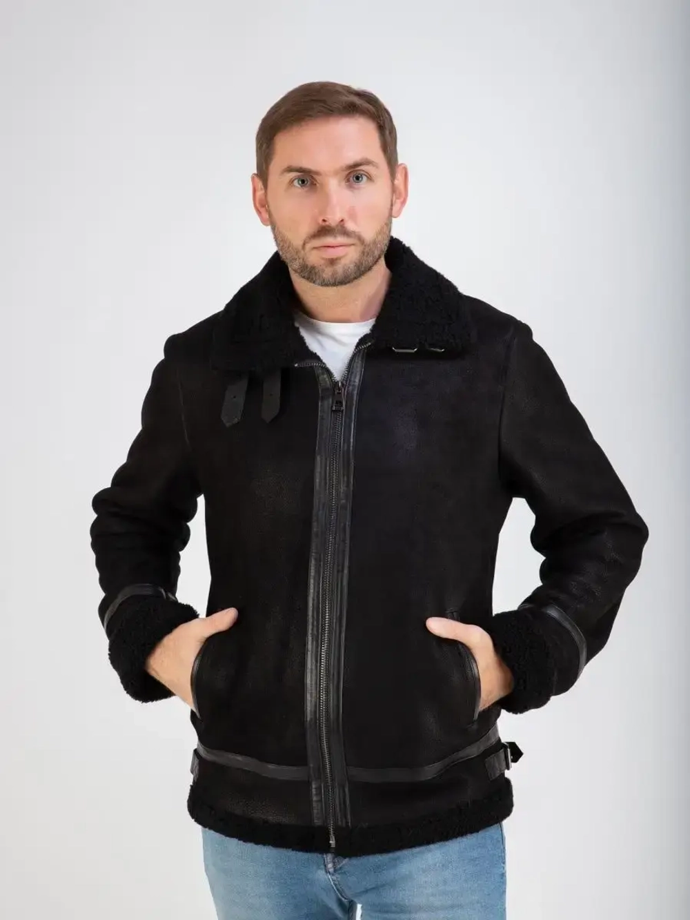 Дубленка мужская натуральная авиатор зимняя Турция