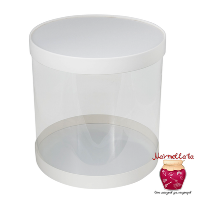 Упаковка для торта ТУБУС прозрачная d=16 см, h=22 см, БЕЛАЯ