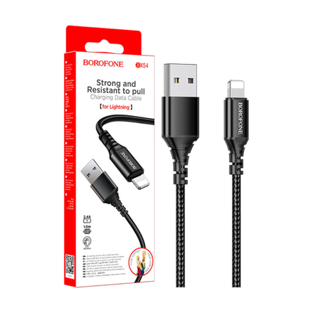 Кабель для зарядки Borofone BX54 USB-A - Lightning, 2.4A, 1м, быстрая зарядка, черный