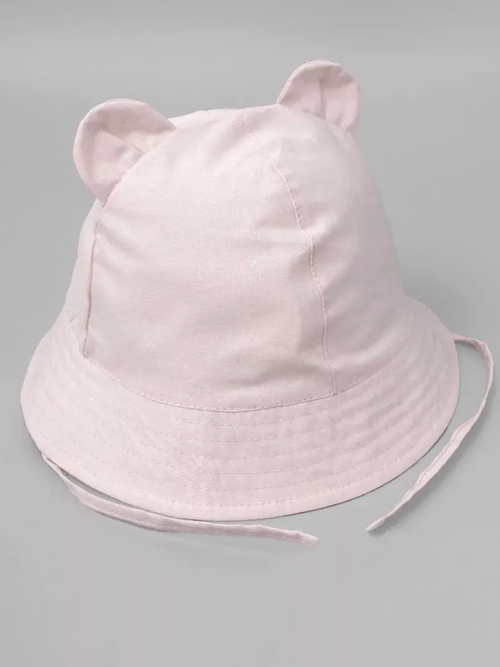 Детская розовая панама на завязках пляжная