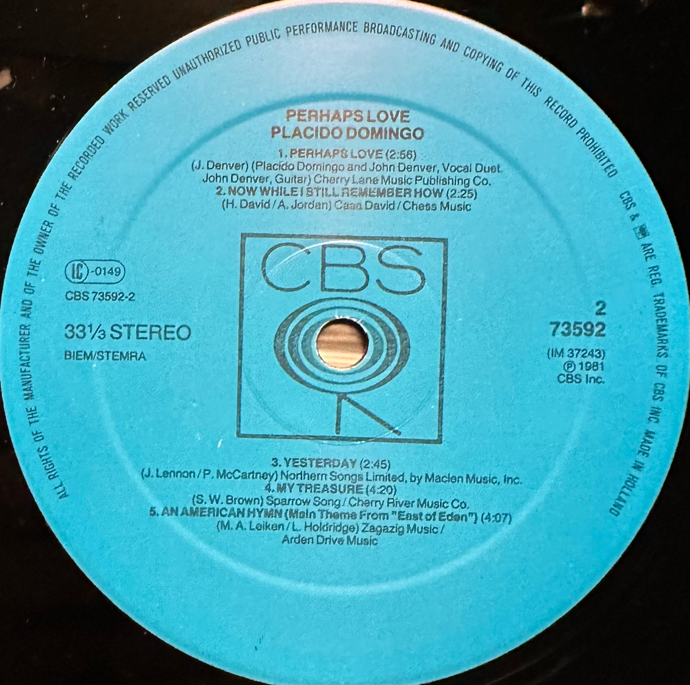 Placido Domingo With John Denver - Perhaps Love (Голландия 1981г.)