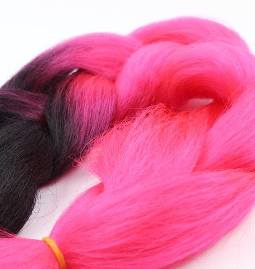 Канекалон 2-цветный 100гр 130см B03 черно ярко розовый