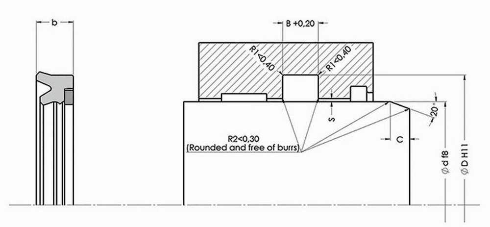 A163-080 PU Высокоэффективное U-образное штоковое уплотнение 80-90-13