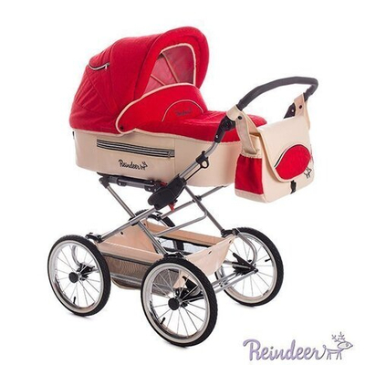 Коляска Reindeer Style Leather Collection 2 в 1 с конвертом, эко-кожа (красный)