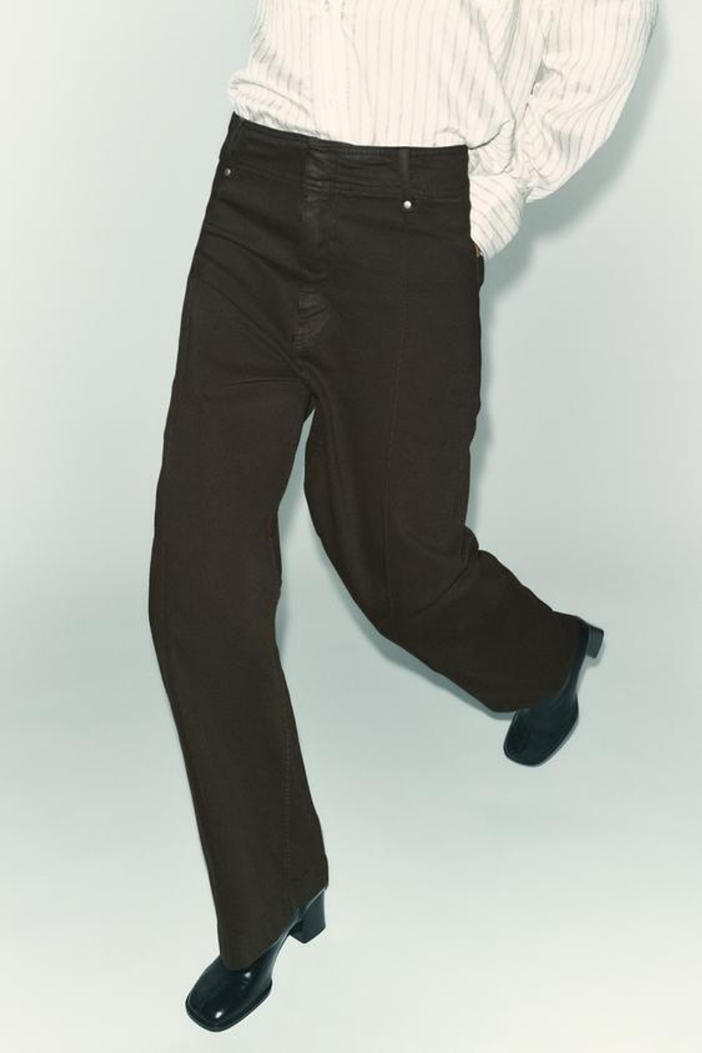 ZARA ДЖИНСЫ WIDE LEG С ВЫСОКОЙ ПОСАДКОЙ — ZW COLLECTION, ШОКОЛАДНЫЙ