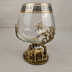 Бокал для коньяка "Охота на лося" в подарочном футляре