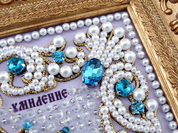 ЖС-2-ЗГ Набор для вышивания хрустальными камнями Богородица Умиление (голубой)