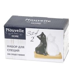 Набор для специй солонка/ перечница "Naturel" на бамбуковой подставке 11*5,5*10см.