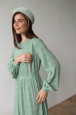 Платье Катарина из штапеля для беременных и кормящих, Полынь с цветами