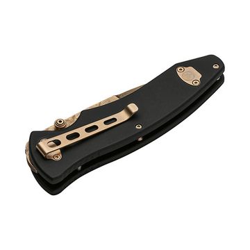 Складной нож Boker 110194DAM Tirpitz-Damascus Gold c клинком из стали Damascus, рукоять алюминий / дерево (Орех)