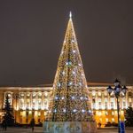 Уличная елка каркасная "Уральская сосна" (бело-зеленая леска) 12 м