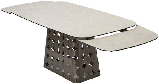 Стол MAGNUS 180 TL-102 Бежевый мрамор, испанская керамика / Шоколадное золото каркас