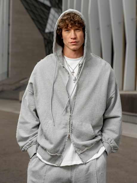 Серая хлопковая худи Votus на молнии