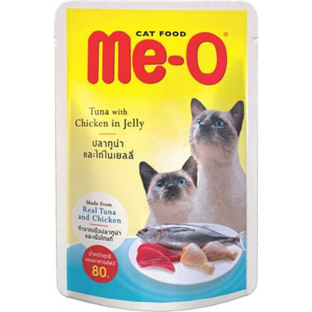 МЕ-О Паучи для кошек Тунец с Курицей в желе 80г