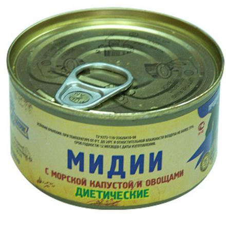 Мидии с морской капустой и овощами диетические 0,130