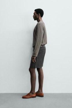 ZARA ШОРТЫ ЧИНОС REGULAR FIT, СЕРО-СИНИЙ