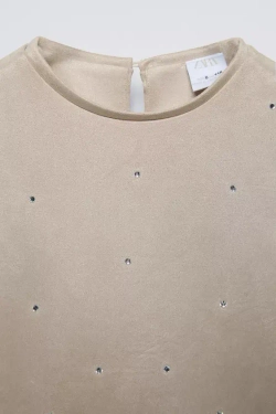 ZARA ПЛАТЬЕ ИЗ ИСКУССТВЕННОЙ ЗАМШИ, КАМЕННО-СЕРЫЙ